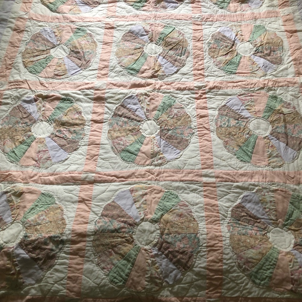 Vintage Handmade Quilt Pastel Patchwork Full/Queen